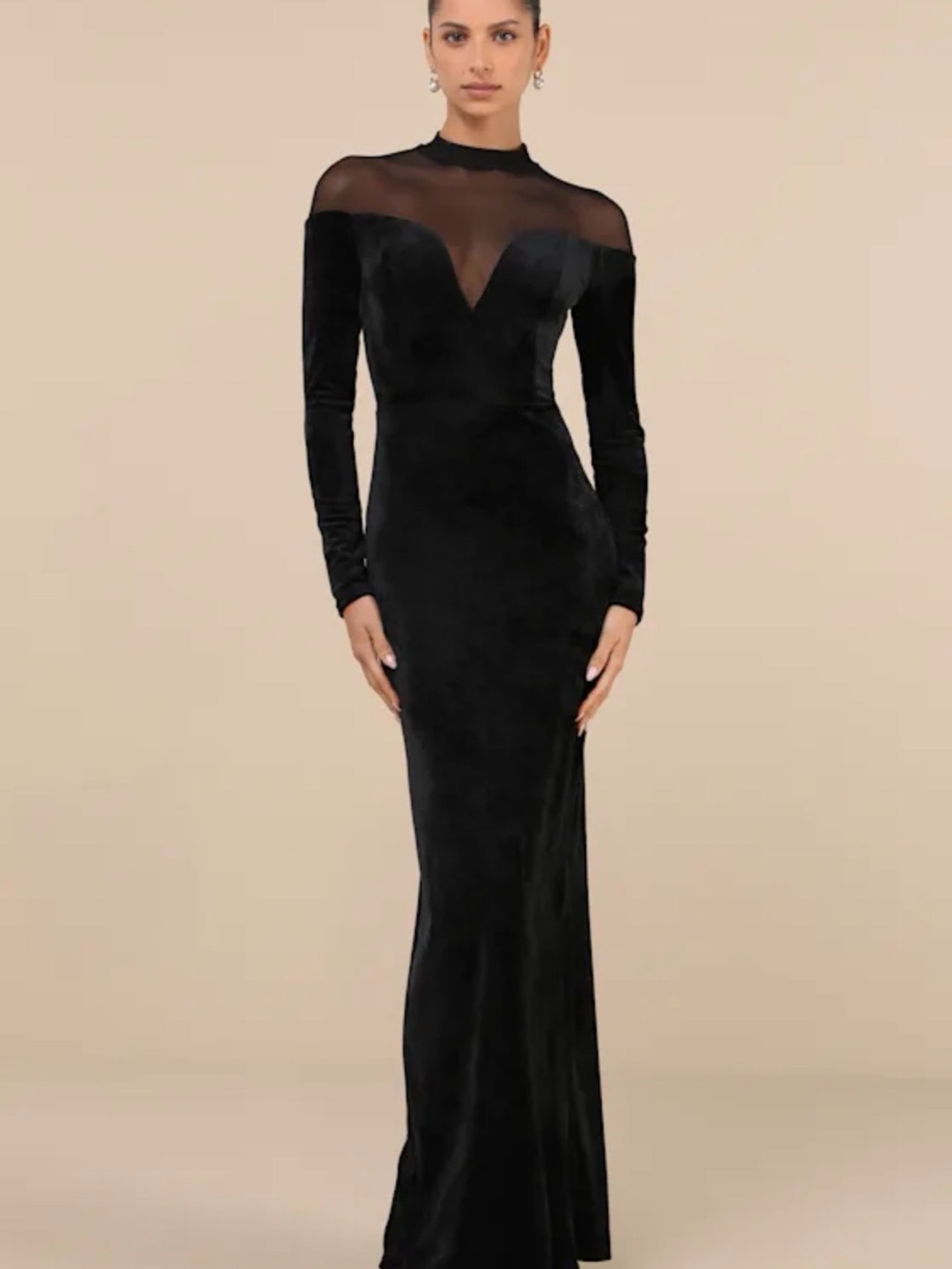Black Velvet Long Sleeve Dress